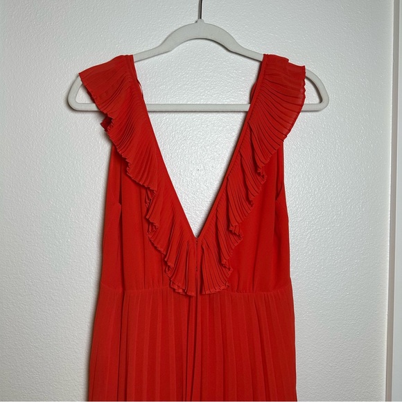 Zara Red Ruched Ruffled Maxi Sundress - Picture 3 of 6